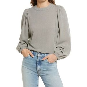 Treasure & Bond Top XSmall Womens Black Check Print Balloon Dolman Sleeve